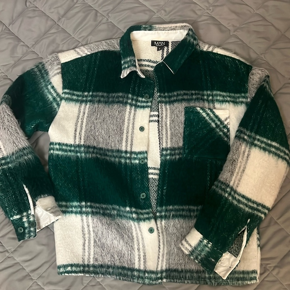 BoohooMAN Forrest Green Brushed overshirt S